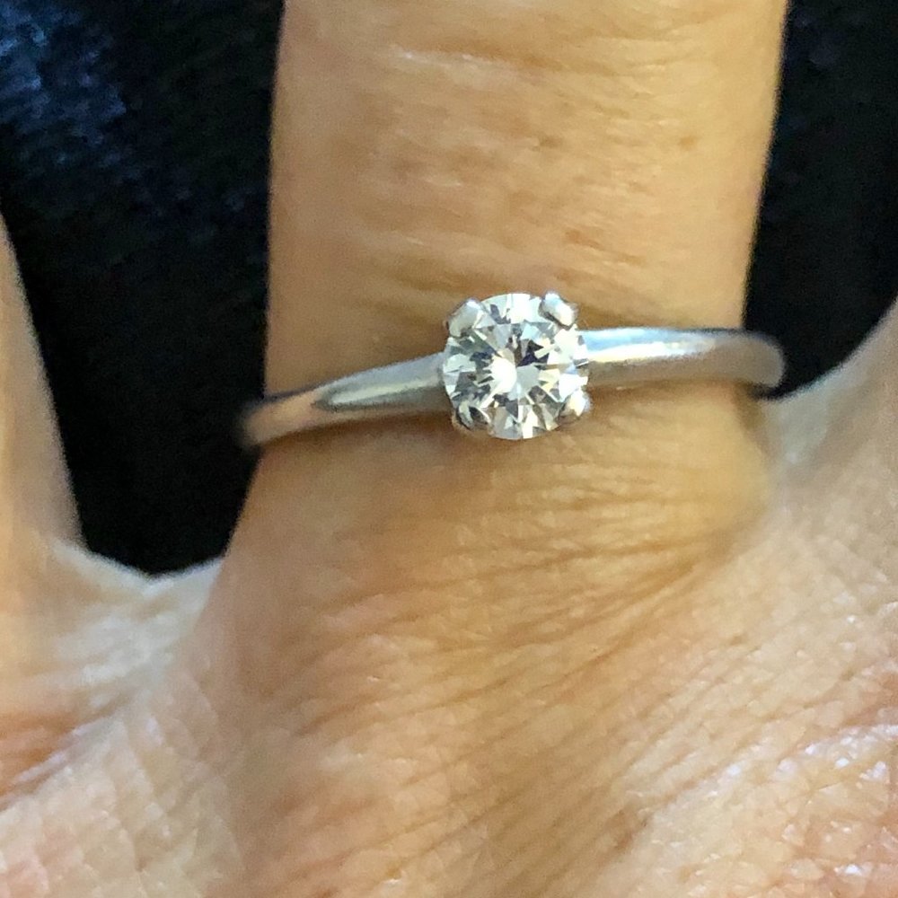 Solid 18k White Gold Diamond Split Engagement Ring - image 1